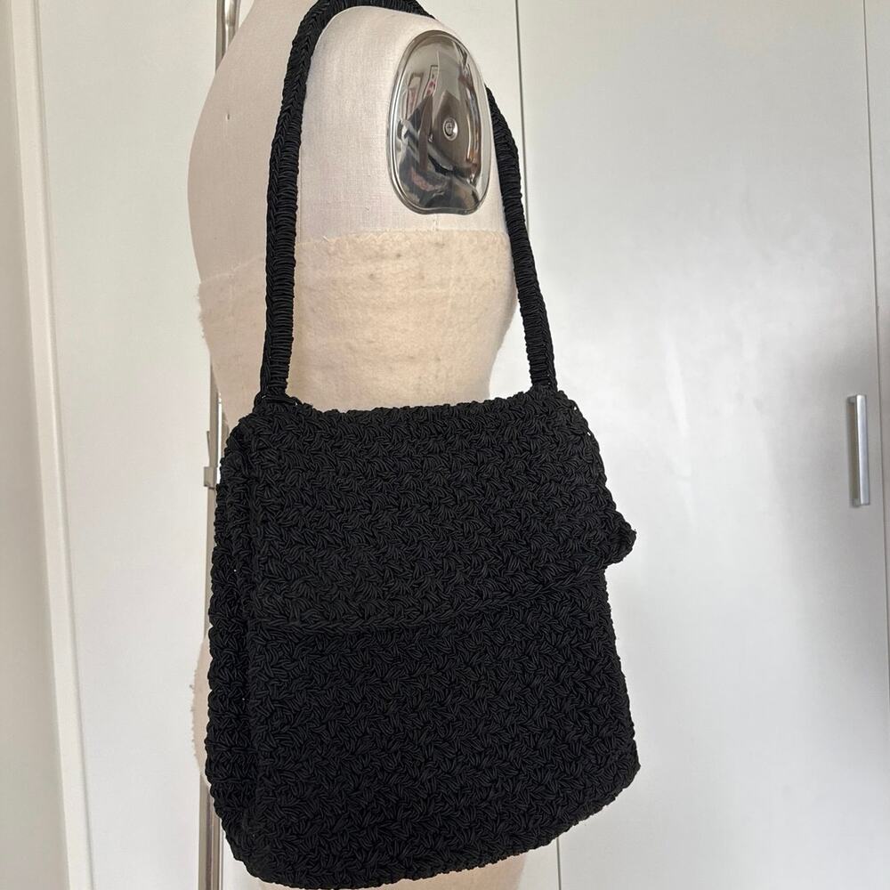 CARRIE FORBES Black Crochet Shoulder Strap Handbag - Picture 2 of 7